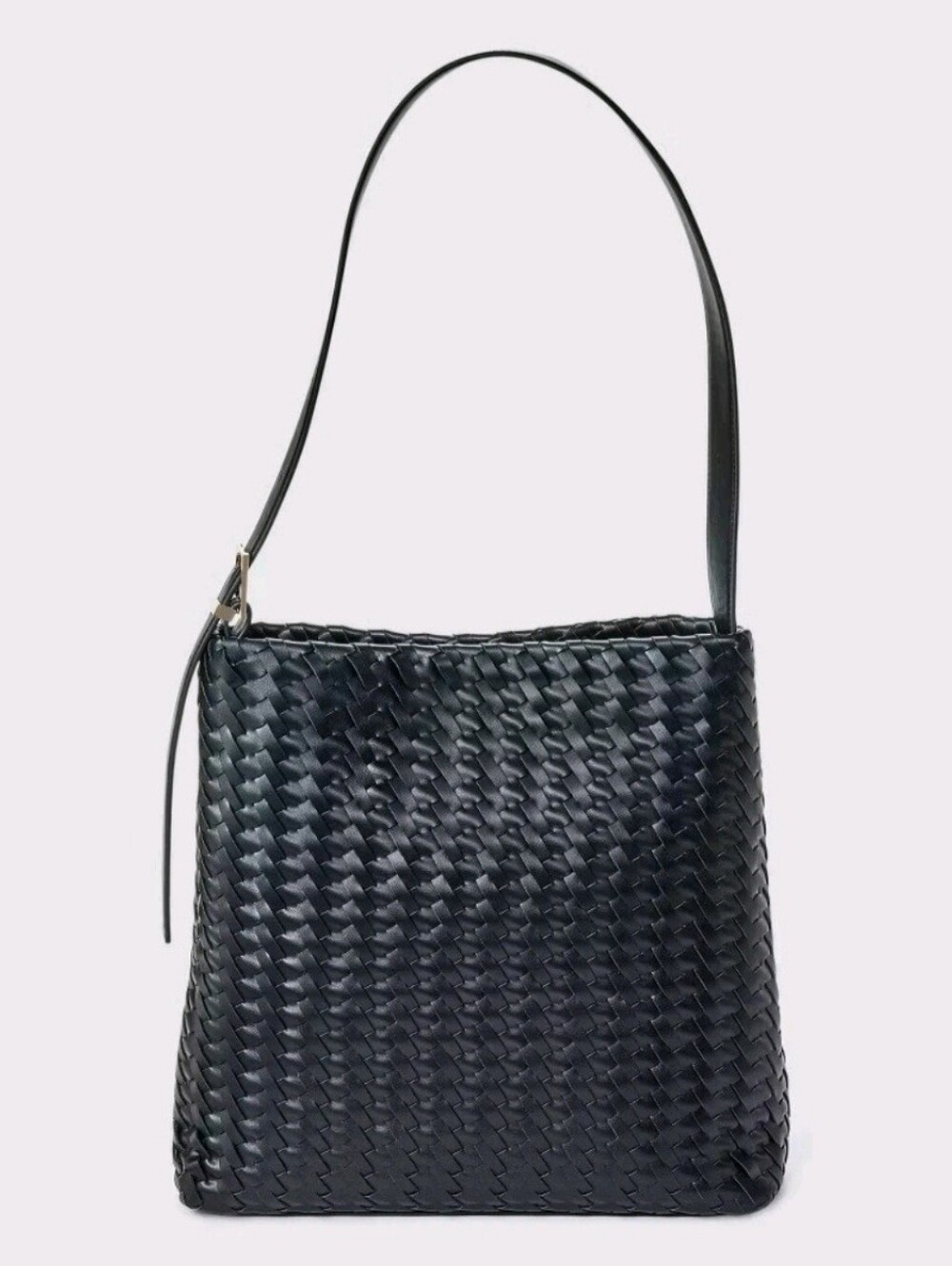 A New Day Black Woven Faux Leather Shoulder Bag NWT Target